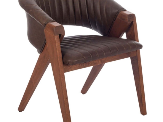 Πολυθρόνα Volk 783-1514-A 60x65x75cm Walnut-Brown Ξύλο,Τεχνόδερμα