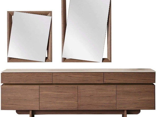 Μπουφές Με Καθρέπτες Stone 783-6409 210x48x79/90x90/60x50cm Brown Mdf