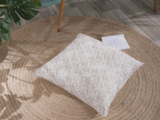 Μαξιλαροθήκη Διακοσμητική Δαπέδου Felicia 02 Beige Teoran 65Χ65 Βαμβάκι-Πολυέστερ