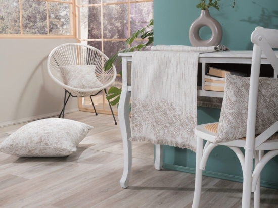 Τραβέρσα Felicia 02 Beige Teoran 45X180 Βαμβάκι-Πολυέστερ