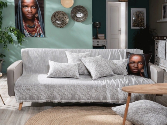 Ριχτάρι Felicia 04 Grey Teoran Τριθέσιο 180x300cm Βαμβάκι-Πολυέστερ