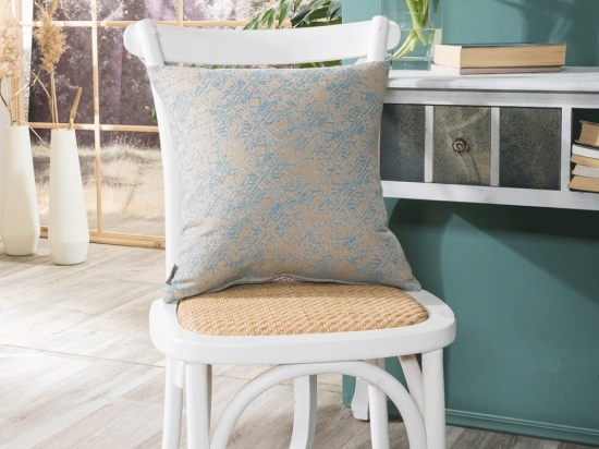 Μαξιλάρι Διακοσμητικό (Με Γέμιση) Felicia 05 Blue Teoran 43X43 Βαμβάκι-Πολυέστερ