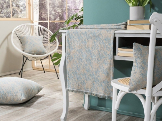 Τραβέρσα Felicia 05 All Over Blue Teoran 45X180 Βαμβάκι-Πολυέστερ