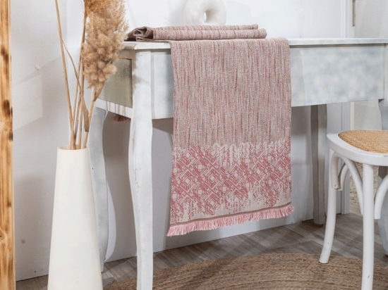 Τραβέρσα Felicia 06 Pink Teoran 45X180 Βαμβάκι-Πολυέστερ