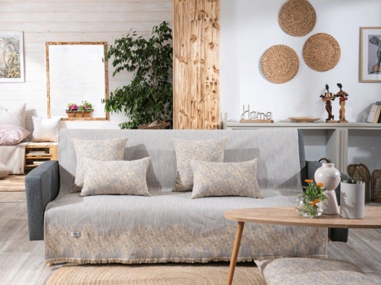 Ριχτάρι Felicia 14 Light Grey Teoran Τριθέσιο 180x300cm Βαμβάκι-Πολυέστερ