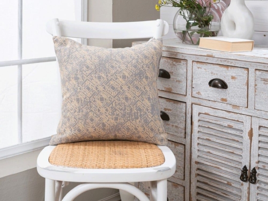 Μαξιλάρι Διακοσμητικό (Με Γέμιση) Felicia 14 Light Grey Teoran 43X43 Βαμβάκι-Πολυέστερ