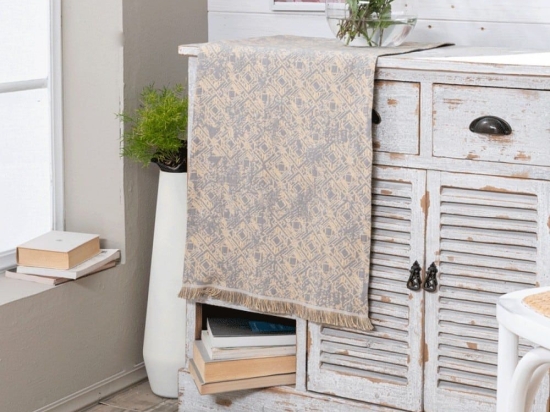 Τραβέρσα Felicia 14 All Over Light Grey Teoran 45X180 Βαμβάκι-Πολυέστερ