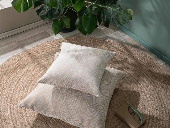Μαξιλαροθήκη Διακοσμητική Δαπέδου Izola 02 Beige Teoran 65Χ65 Βαμβάκι-Πολυέστερ