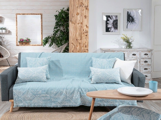 Ριχτάρι Izola 05 Blue Teoran Πολυθρόνα 180x150cm Βαμβάκι-Πολυέστερ
