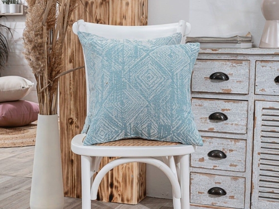 Μαξιλάρι Διακοσμητικό (Με Γέμιση) Izola 05 Blue Teoran 43X43 Βαμβάκι-Πολυέστερ