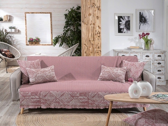 Ριχτάρι Izola 06 Pink Teoran Διθέσιο 180x250cm Βαμβάκι-Πολυέστερ