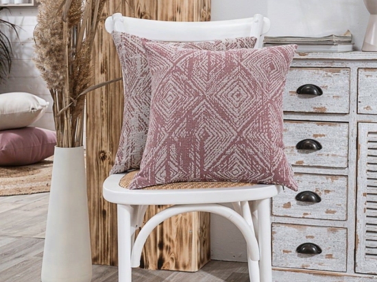 Μαξιλάρι Διακοσμητικό (Με Γέμιση) Izola 06 Pink Teoran 43X43 Βαμβάκι-Πολυέστερ
