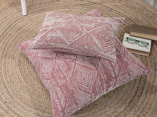 Μαξιλαροθήκη Διακοσμητική Δαπέδου Izola 06 Pink Teoran 65Χ65 Βαμβάκι-Πολυέστερ