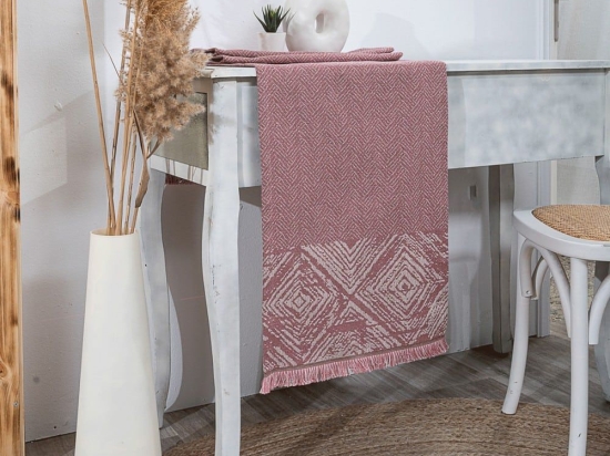Τραβέρσα Izola 06 Pink Teoran 45X180 Βαμβάκι-Πολυέστερ