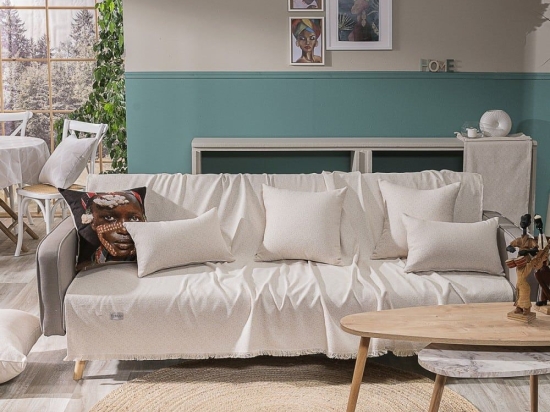 Ριχτάρι Sorrento 01 Ecru Teoran Διθέσιο 180x250cm Βαμβάκι-Πολυέστερ