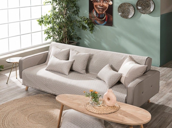 Ριχτάρι Sorrento 02 Beige Teoran Τριθέσιο 180x300cm Βαμβάκι-Πολυέστερ