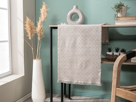 Τραβέρσα Sorrento 02 Beige Teoran 45X180 Βαμβάκι-Πολυέστερ