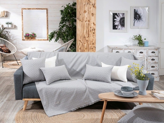 Ριχτάρι Sorrento 04 Grey Teoran Τριθέσιο 180x300cm Βαμβάκι-Πολυέστερ