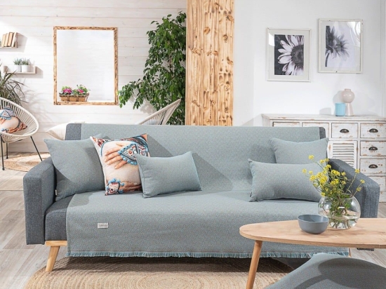 Ριχτάρι Sorrento 08 Blue Teoran Πολυθρόνα 180x150cm Βαμβάκι-Πολυέστερ