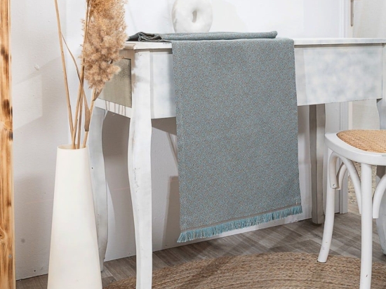 Τραβέρσα Sorrento 08 Blue Teoran 45X180 Βαμβάκι-Πολυέστερ