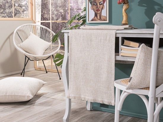 Τραβέρσα Milazzo 01 Ecru Teoran 45X180 Βαμβάκι-Πολυέστερ