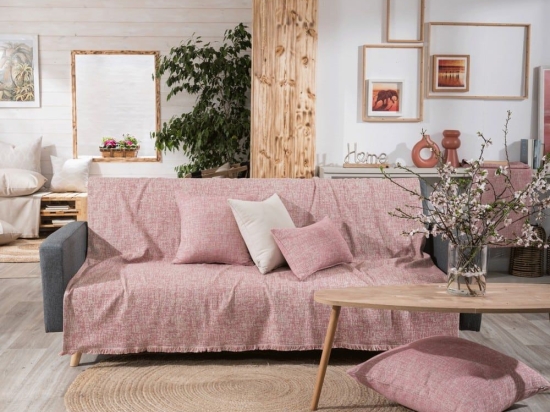 Ριχτάρι Milazzo 06 Pink Teoran Τριθέσιο 180x300cm Βαμβάκι-Πολυέστερ