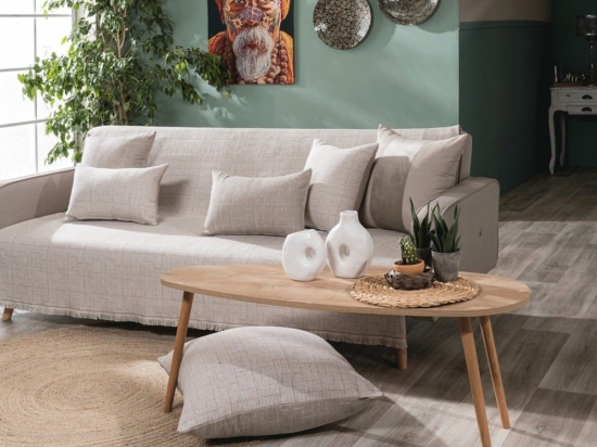 Ριχτάρι Noto 02 Beige Teoran Πολυθρόνα 180x150cm Βαμβάκι-Πολυέστερ