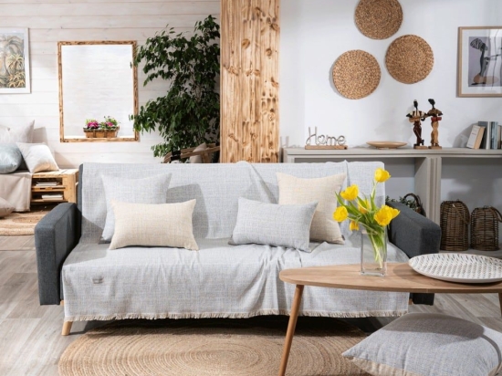 Ριχτάρι Noto 04 Grey Teoran Τριθέσιο 180x300cm Βαμβάκι-Πολυέστερ