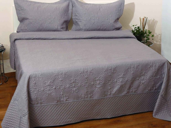 Κουβερτώριο Σετ 3τμχ. Olivia Grey Anna Riska Υπέρδιπλo 220x240cm Microfiber