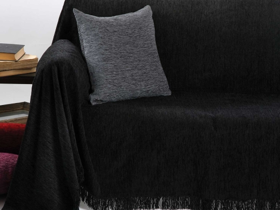 Ριχτάρι Ζακάρ Σενίλ 1300 Black Anna Riska Διθέσιο 180x230cm 100% Βαμβάκι