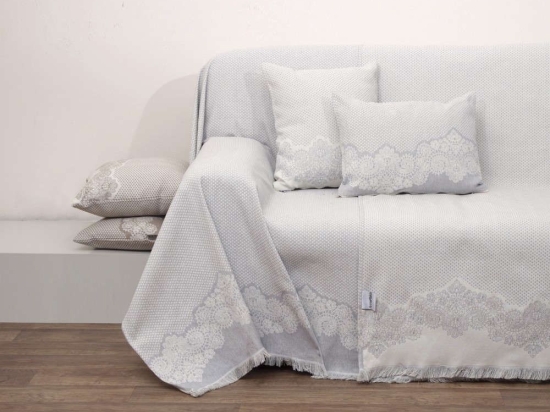 Ριχτάρι Ζακάρ Des.1561 Grey Anna Riska Τριθέσιο 180x280cm 100% Βαμβάκι