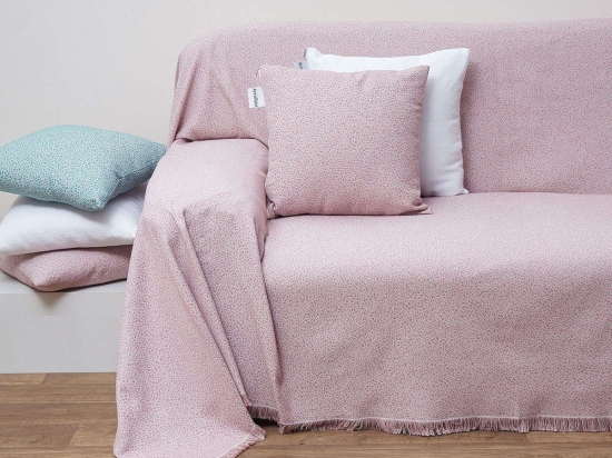 Ριχτάρι Ζακάρ Des. 1554 Blush Pink Anna Riska Τριθέσιο 180x280cm 100% Βαμβάκι