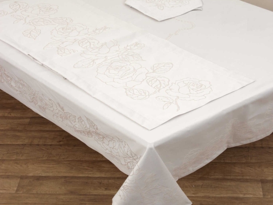 Τραπεζομάντηλο Ζακάρ Des.2410 1.Ivory Anna Riska 165X260 165x260cm Βαμβάκι-Πολυέστερ