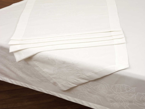Τραπεζομάντηλο Ζακάρ Des.2410 2.White Anna Riska 165x 320 Βαμβάκι-Πολυέστερ
