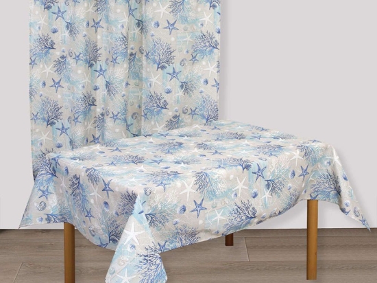 Τραπεζομάντηλο Σχ. Κοράλι Blue Viopros 140X180 Βαμβάκι-Πολυέστερ