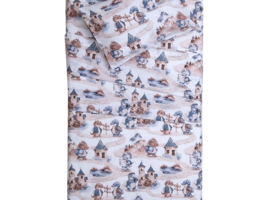 Πάπλωμα Βρεφικό Ντράκο Beige-Ciel Viopros 120x160cm 100% Βαμβάκι