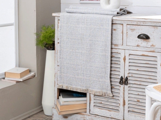 Τραβέρσα Noto 04 Grey Teoran 45X180 Βαμβάκι-Πολυέστερ