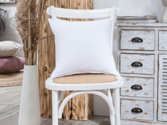 Μαξιλάρι Διακοσμητικό (Με Γέμιση) Anzio 00 White Teoran 43X43 Βαμβάκι-Πολυέστερ