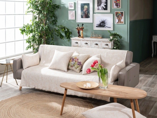 Ριχτάρι Anzio 01 Ecru Teoran Πολυθρόνα 180x150cm Βαμβάκι-Πολυέστερ
