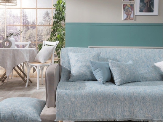 Ριχτάρι Anzio 08 Blue Teoran Διθέσιο 180x250cm Βαμβάκι-Πολυέστερ