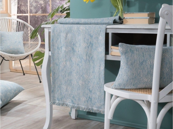 Τραβέρσα Anzio 08 Blue Teoran 45X180 Βαμβάκι-Πολυέστερ