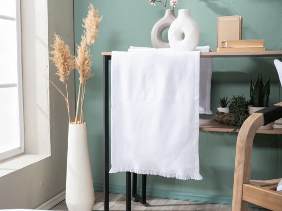 Τραβέρσα Ostia 00 White Teoran 45X180 Βαμβάκι-Πολυέστερ