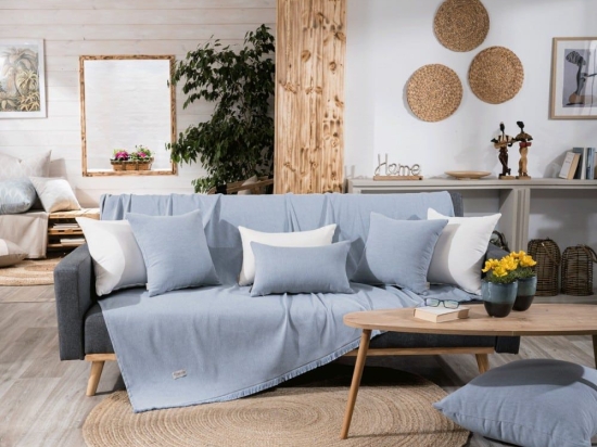 Ριχτάρι Ostia 05 Blue Teoran Διθέσιο 180x250cm Βαμβάκι-Πολυέστερ
