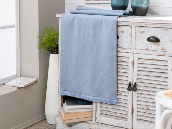 Τραβέρσα Ostia 05 Blue Teoran 45X180 Βαμβάκι-Πολυέστερ