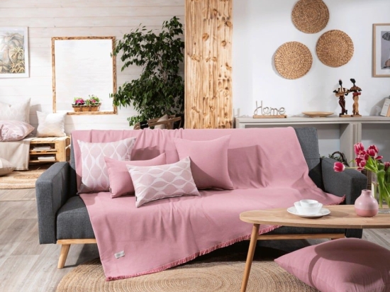 Ριχτάρι Ostia 06 Pink Teoran Διθέσιο 180x250cm Βαμβάκι-Πολυέστερ