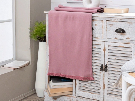 Τραβέρσα Ostia 06 Pink Teoran 45X180 Βαμβάκι-Πολυέστερ