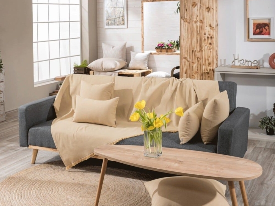 Ριχτάρι Ostia 14 Dark Yellow Teoran Διθέσιο 180x250cm Βαμβάκι-Πολυέστερ
