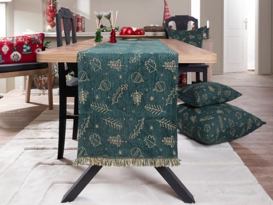 Τραβέρσα Χριστουγεννιάτικη Hagen 16 Green Teoran 45X180