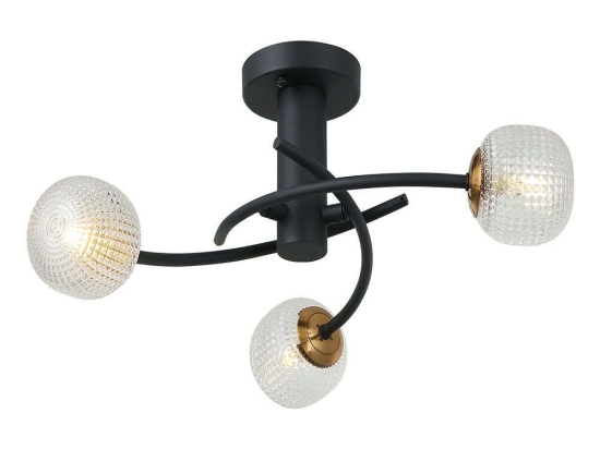 Φωτιστικό Οροφής - Πλαφονιέρα Ifigenia 4239400 Black-Gold Viokef Μέταλλο,Γυαλί