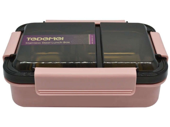 Δοχείο Φαγητού 2 Θέσεων 818846 850ml Pink Ankor Ατσάλι,Πλαστικό